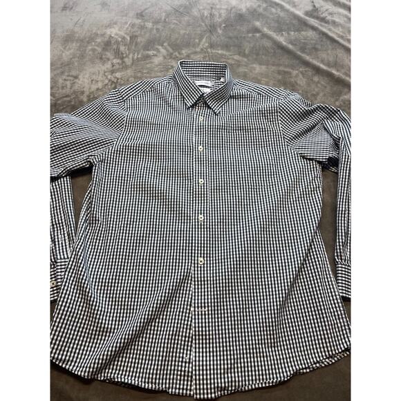 Southern Proper The Tailored Fit Men Size Large Button Down‎ Shirt Checked Black - Picture 1 of 6